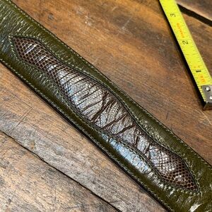 DANIEL RENÉ BOSTON GREEN LEATHER BELT WITH REPTILE INSERTS